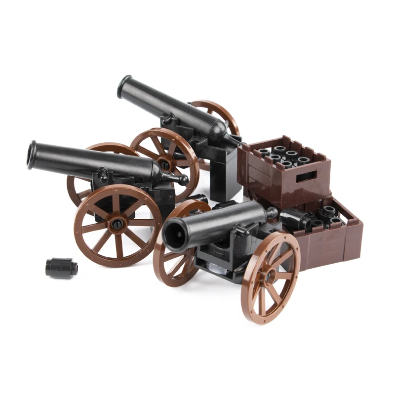 WW2 Military Weapons Building Blocks Cannon Sandbag Box Medieval Soldiers Weapon Model Army Bricks Parts Toy Assemble D039