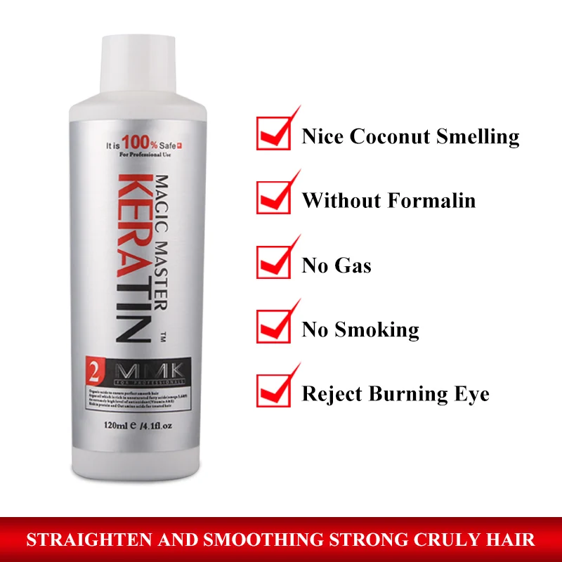 120ml Without Formalin Keratin Straighten Curly Hair Products with Coconut Smell Hair Treatment with Travel Suit