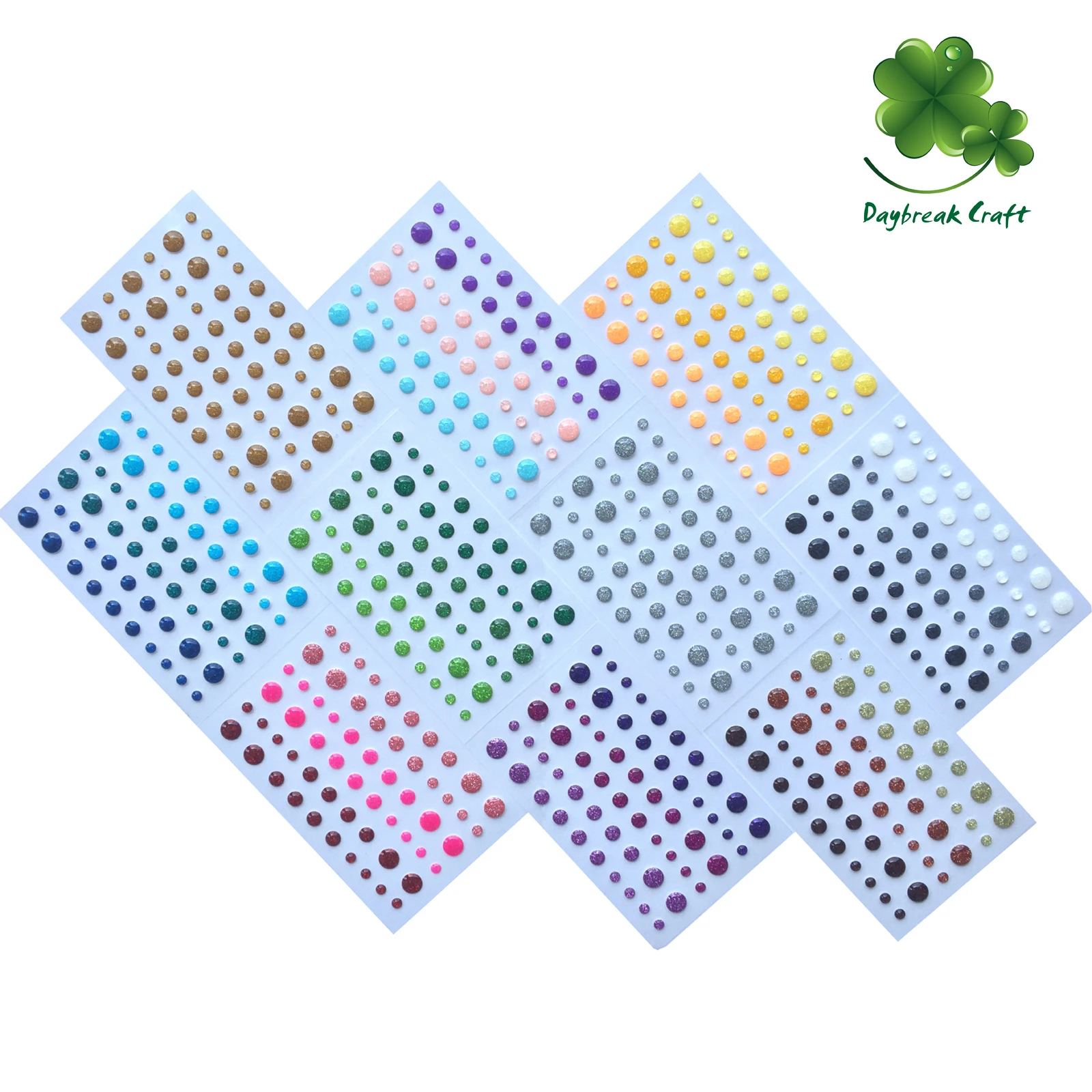 (pack of 50) Wholesale Round Assorted Size Self Adhesive Enamel Dots Glitter Resin Sticker