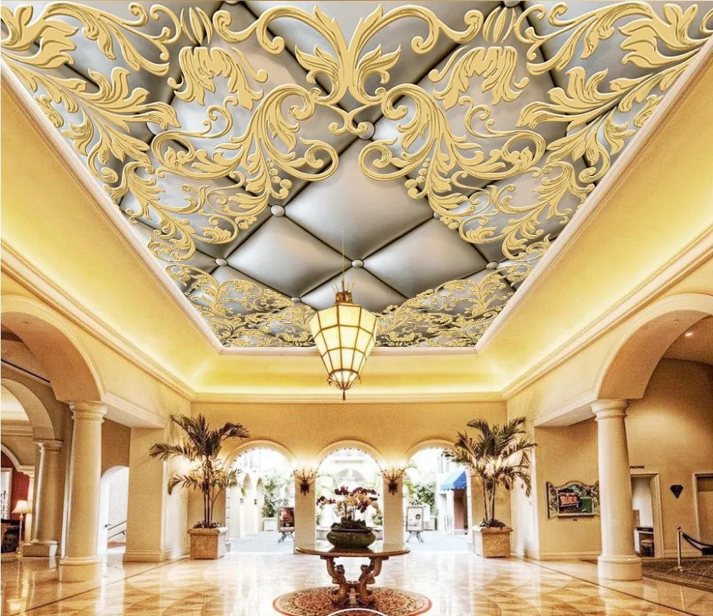 

Custom 3D Ceiling Wallpaper Luxury Rooms Pattern For Walls 3 d Ceiling Sofa Background Wallpaper Art Mural Home Decor