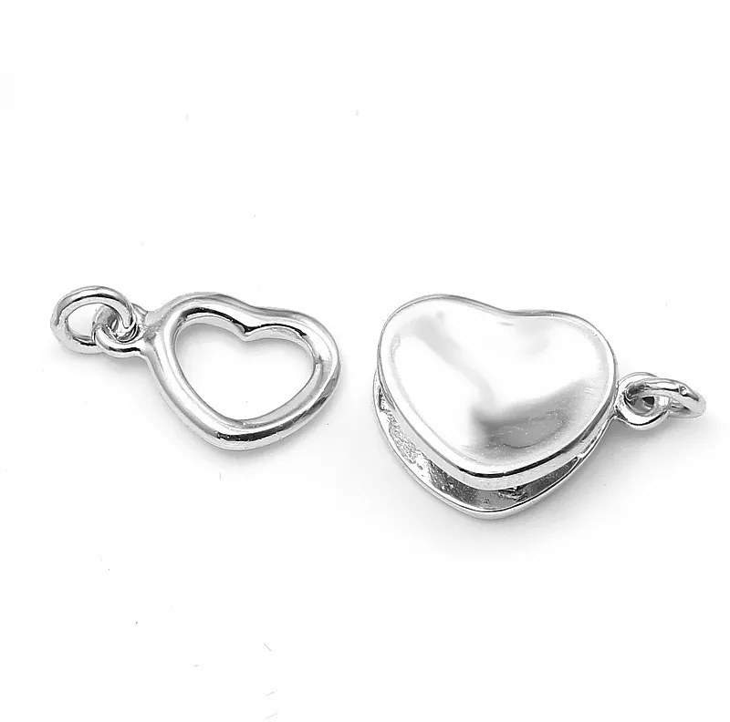 Double Heart 925 Sterling Silver Clasps Connector Jewelry Accessory For DIY Pearl Semi-precious Stone  Trendy Jewellery SC-CZ099