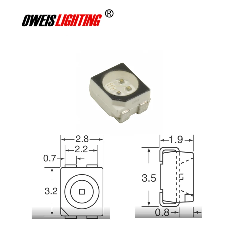 5PCS, LATBT66C, 3528 RGB SMD LED, PLCC-4, Common Anode, 20mA,  LATB T66C-RS-1+ST7-35+P7Q7-35-20-R18