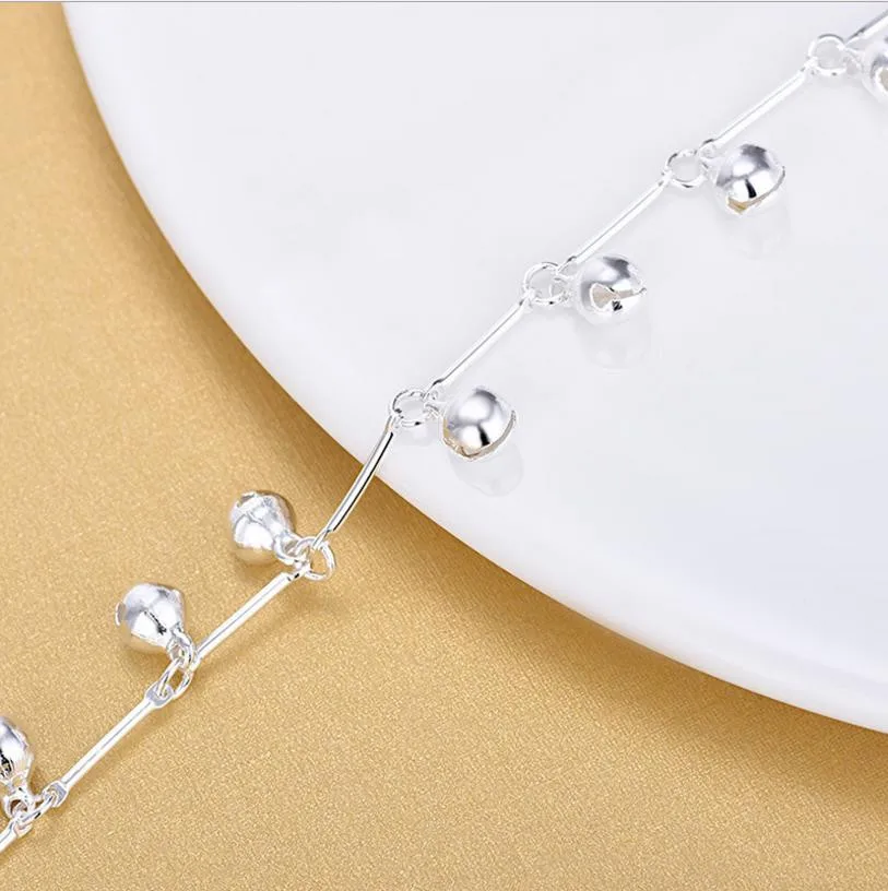 Top Quality Silver 925 Anklets For Women Jewelry Fashion Bamboo Chain Bells Girl Bracelets Lady Party Accessories Christmas Gift
