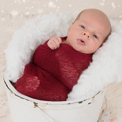 Christmas Gift Soft Baby Wraps Newborn Props Stretchy Hand Knitted Infant Photo Shoot Infant Swaddle Photography Accessories