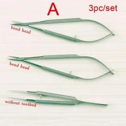 3pcs/set equipment 12cm ophthalmic microsurgical instruments Needle Holder Micro scissors Tweezers hand surgery