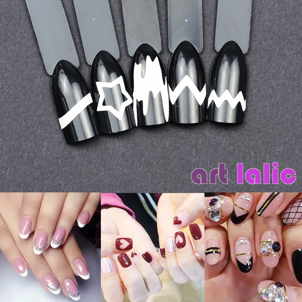 DIY Nagelkunst-Set für Französische Maniküre - Aufkleber & Schablonen-Streifen zur Nageldekoration, 24 Blätter pro Set – Detail 1