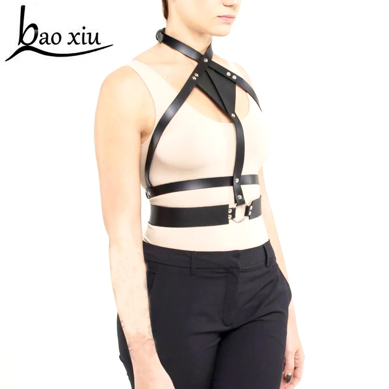 

2019 Punk New Hot Sexy Halter Adjustable Leather Harness harajuku gothic Bondage Suspenders Waist Belt Straps Accessories