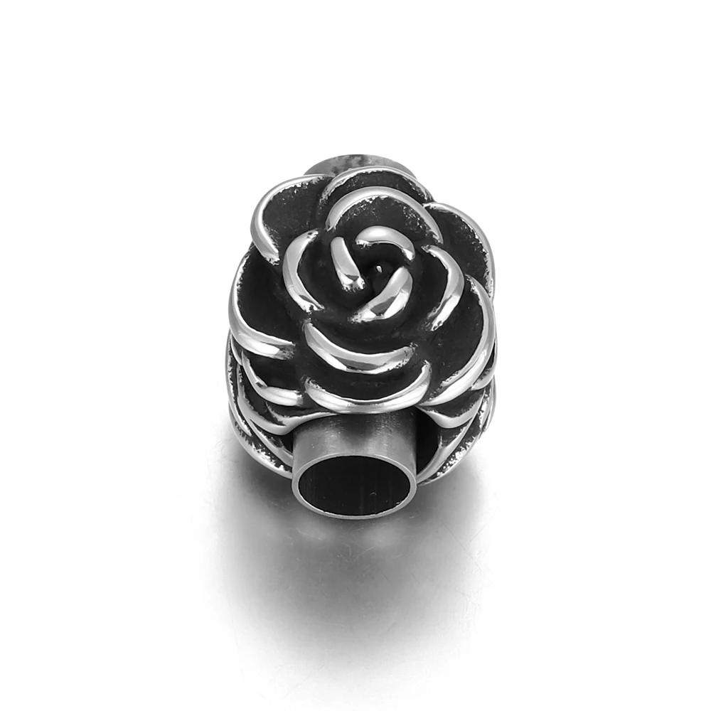 Stainless Steel Magnetic Clasp Flower Hole 5mm Leather Cord Clasps Magnet Buckle DIY Bracelet Jewelry Making Closure Components