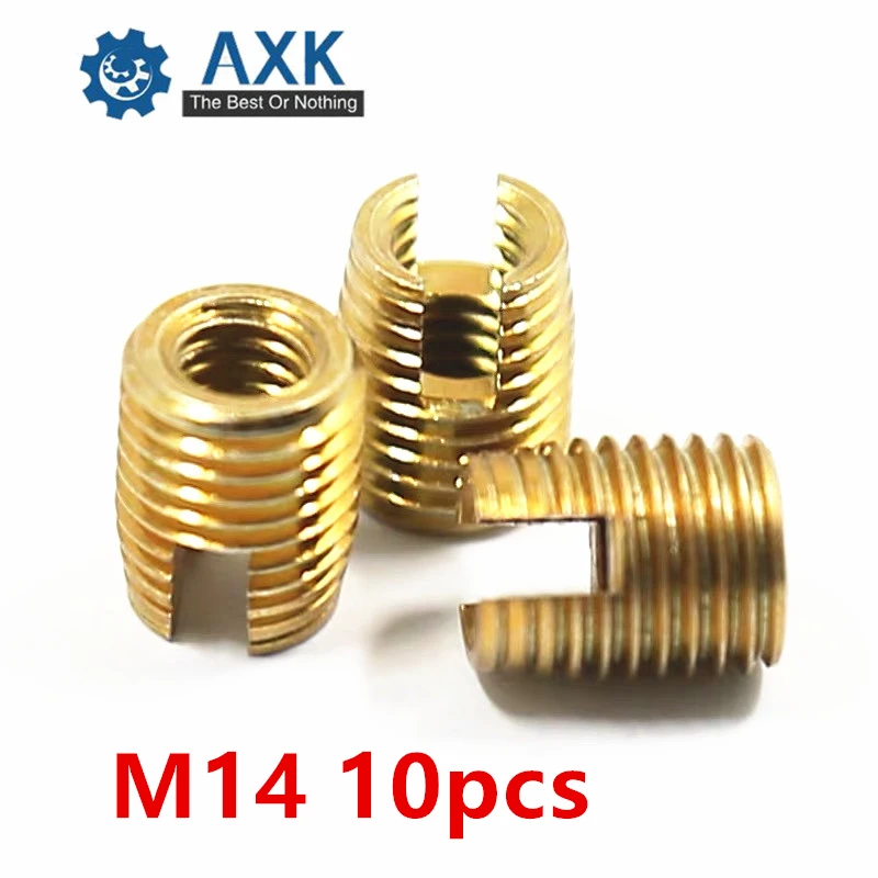 

10pcs M14 Self Tapping Thread Insert Screw Bushing M14*M18*24mm 302 Slotted Type Wire Thread Repair Insert Steel With Zinc