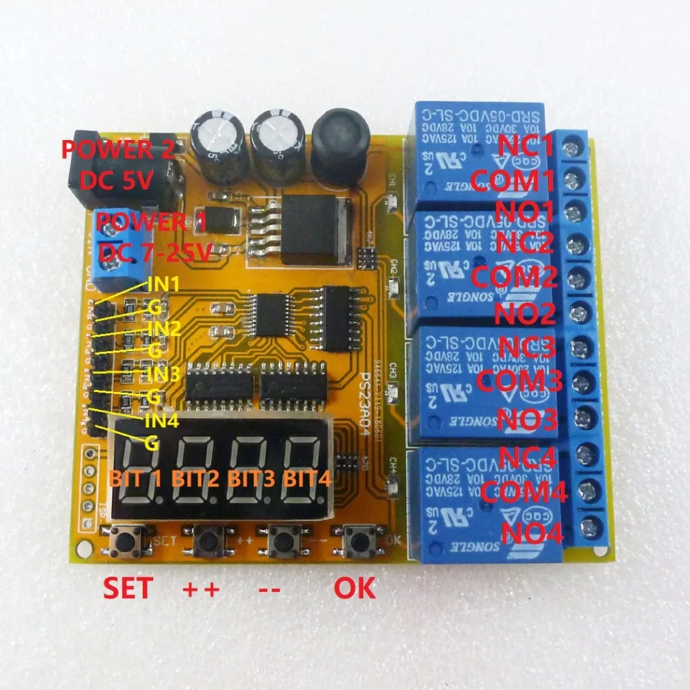 

Multifunction Voltage Control Relay 5V 12V 24V 4CH lithium Lead-acid Battery Charge And Discharge Protector