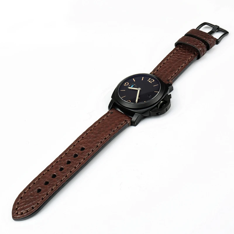 MAIKES Watch Accessories Watch Band For PANERAI FOSSIL Genuine Leather Strap Brown 20 22 24 26mm Watchband Bracelet