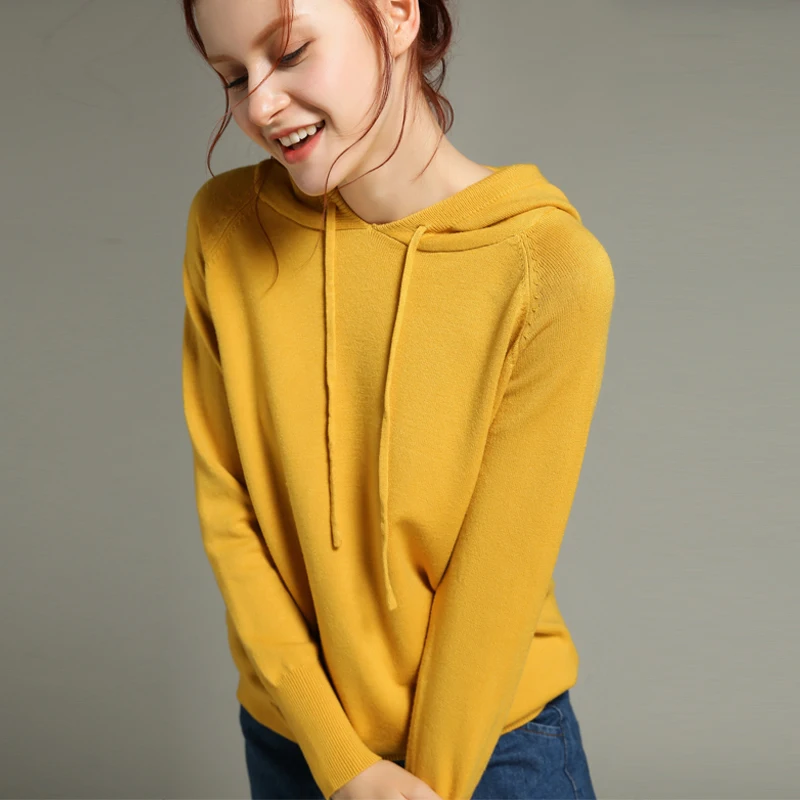 Autumn Winter New Cashmere Sweater Women Hooded Collar Knitted Pullover women sweater fashion sweaters women tops
