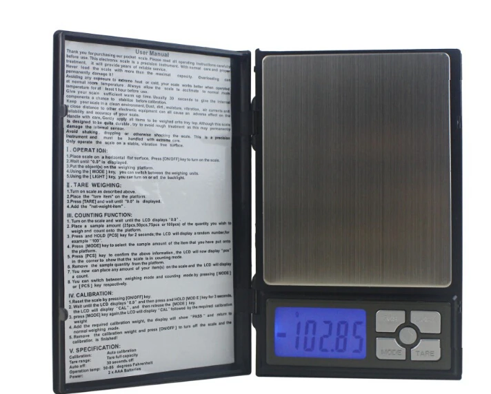 

2kg/0.1g Portable Kitchen Scale Food Baking Tea Different Capacities Notebook Scale Mini Palm Pocket Gold Silver Diamond Jewelry