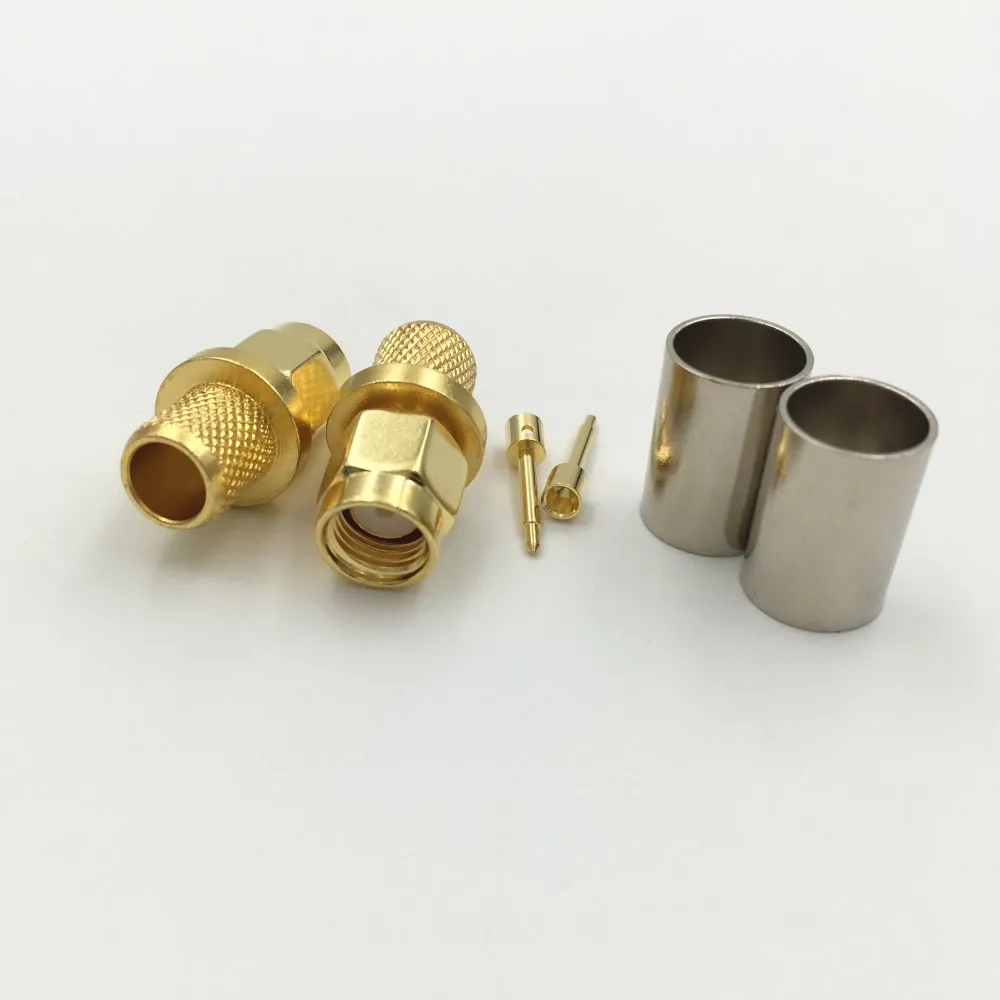 10Pcs Brass SMA Male Plug RF Coax Jack Crimp for RG5 RG6 5D-FB H155 LMR300 Cable Straight Connector