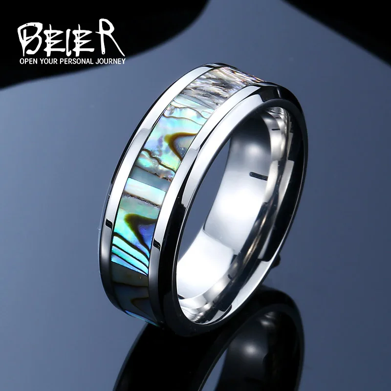 BEIER Stainless Steel Shells Simple Ring for Woman man Wedding Engagement Fashion Jewerly drop shipping Coupon gift BR-R060