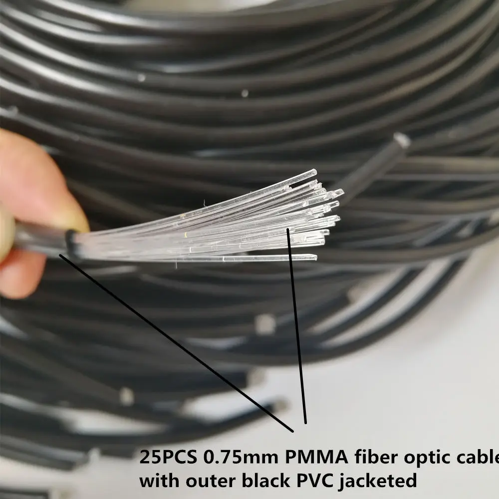 Cabo de iluminação da fibra ótica do núcleo das costas de 6mm muti pmma com pvc jacketed natação ou outerdoor solução impermeável 2 m/lot