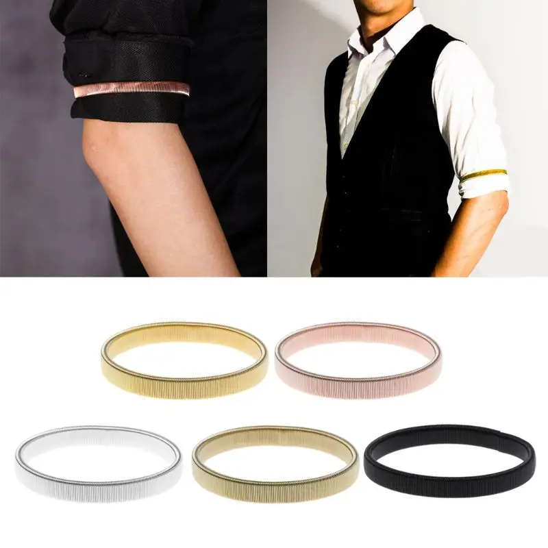 JAVRICK Arm Warmer Shirt Sleeve Holder Metal Anti-Slip Elastic Bracelets Stretch Armband