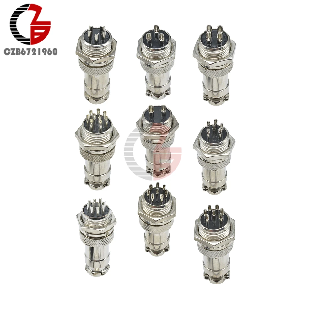 1Pair GX16 2/3/4/5/6/7/8/9/10Pin Male Female 16mm Dia Screw Connector AC 250V Circular Aviation Socket Plug Panel Adapter Mount