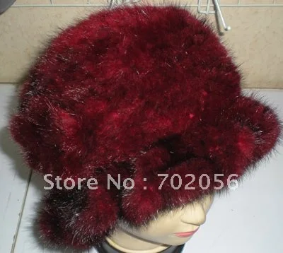 Mink Bucket Hats Knitted HAT Women Winter LUXURY 5pcs/lot #2297