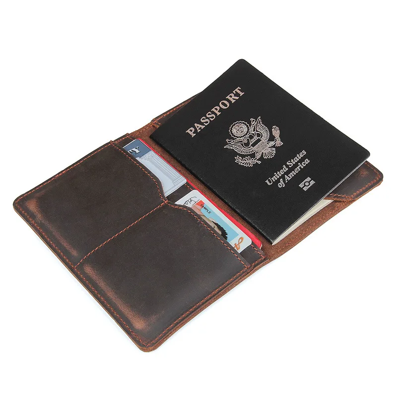 SIKU men's leather passport case handmade coin purses holders famous brand passport cover