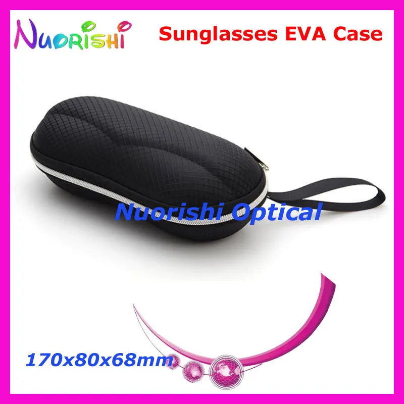 10pcs New Solid Black Beveled Plaid Eyeglass Glasses Sunglass Sunglasses Zipper EVA Case Box ML034 Free Shipping