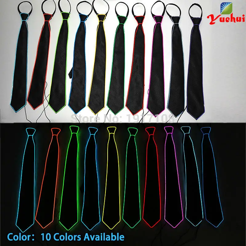 New type10 color Sound active lighting LED Neck Tie Party props EL wire Tie For Evening Party Decoration, Christmas ,DJ,bar,club