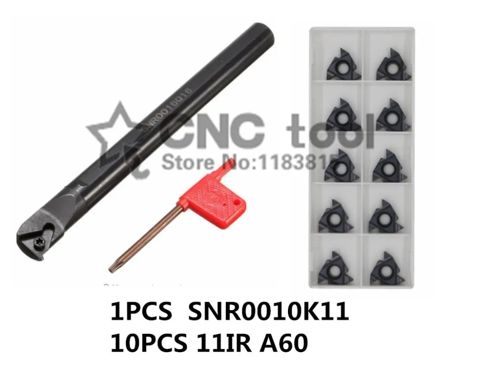 SNR0010K11 CNC Benang Internal Turning Alat 1 Pcs + 11 A60 10 Pcs 11 Pcs/set CNC Benang Internal Karbida masukkan