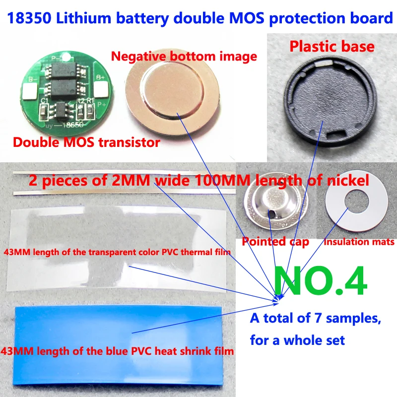 10 Bộ/lô 18350 Pin Lithium 4.2V Dual MOS Ban Bảo Vệ Liên Tục Làm Việc Hiện Tại 4A 1 Dây 18350 Ban Bảo Vệ