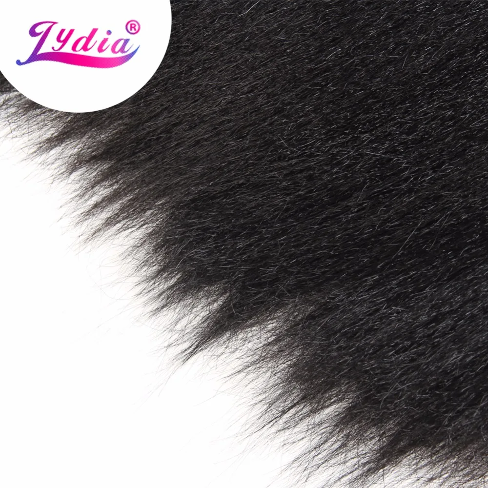 Lydia untuk Hitam Wanita Ekstensi Rambut Sintetis Pendek Kinky Lurus Tenun Murni Warna 10 Inch Rambut Wave 1 Pcs/pack Rambut bundel