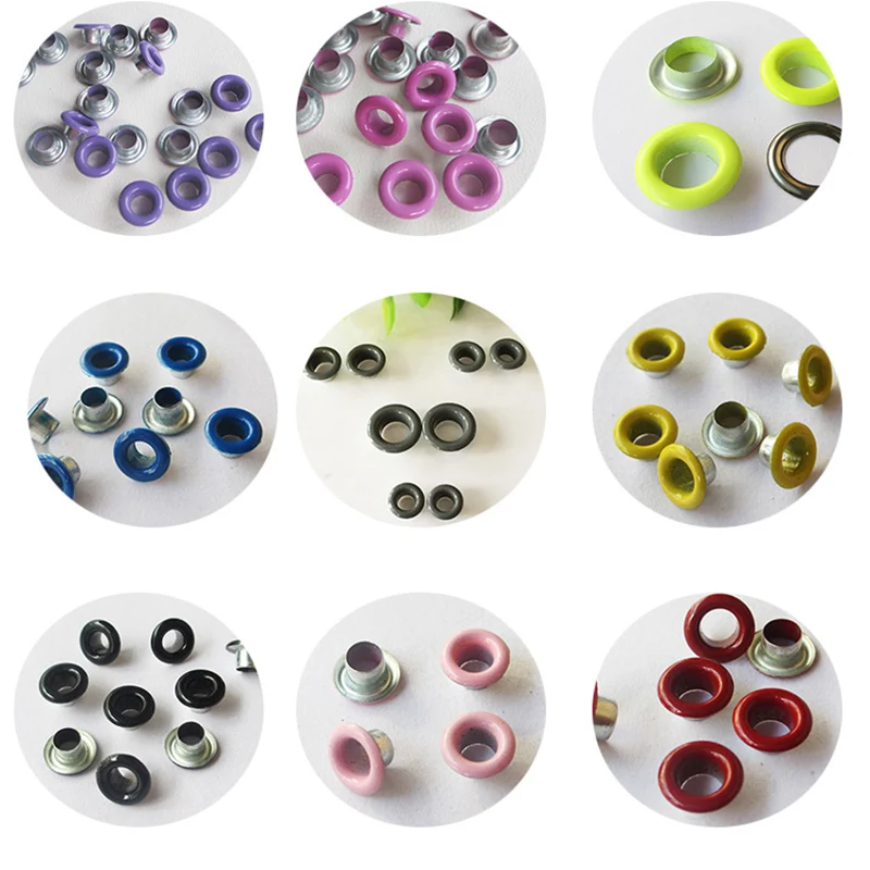 100Pcs Mix Color Spray Gas Eyelets Rivets Corn DIY Materials Color Buttonholes Multicolor Buckle Shoelaces Eye Metal Hole 4-6mm