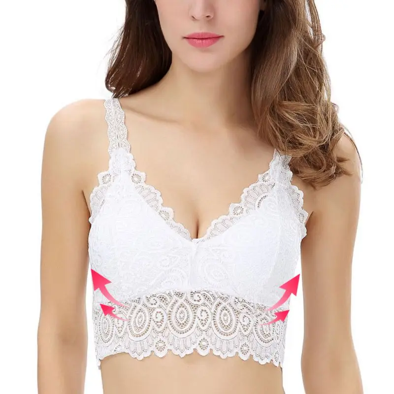 Ropa interior Sexy para mujer, sujetador de encaje completo, tirantes de respaldo, cuello en V, medio pecho envuelto, Tops de tubo antinórdico, primavera y verano, nuevo