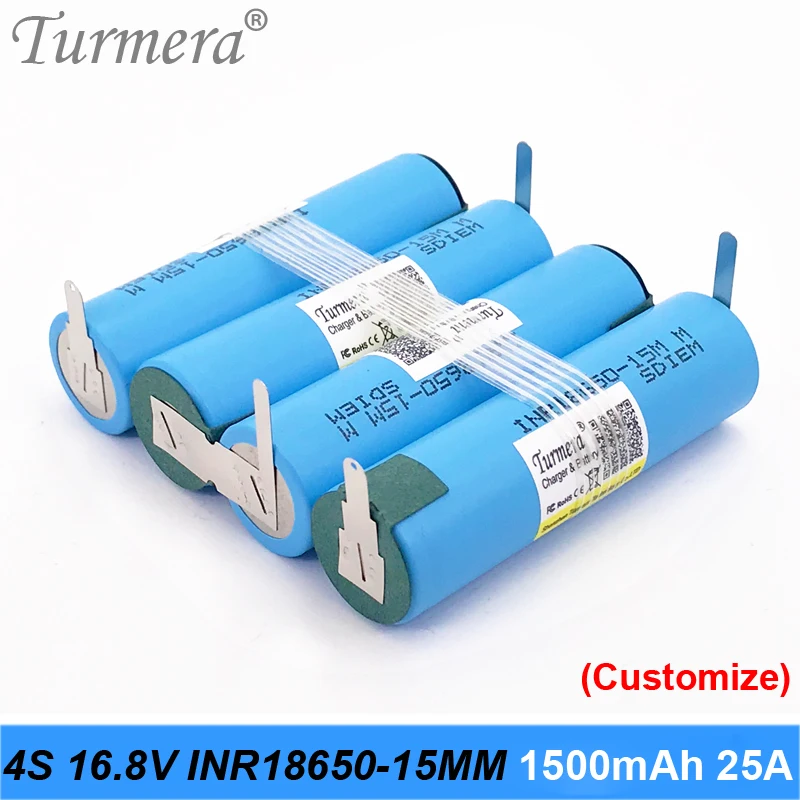 Batería 3S de 12,6 V, 4S, 16,8 V, 5S, 18V, INR18650-15MM, 1500mah, 25A, corriente de descarga para destornillador shura (personalizado)