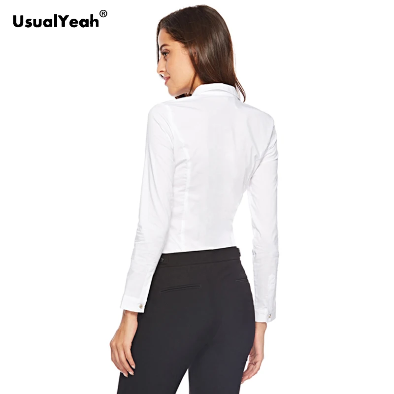 Formal Shirts Work Wear Long sleeve Cotton OL Body Blouse Shirt Button Turn-down Collar Blusas Chemise Blanche Femme White