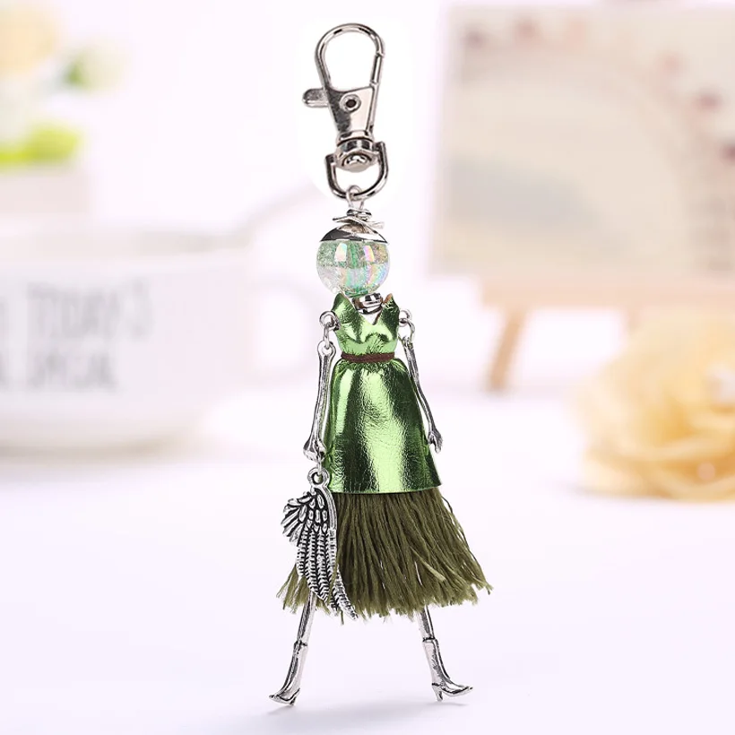 YLWHJJ New Women tassel black princess doll bag keychain alloy girls handmade baby car key chain pendant fashion jewelry brand