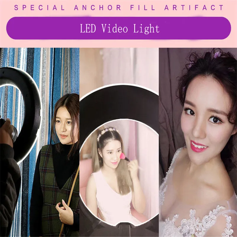 Fotopal-Anillo de luz LED de 18 pulgadas con trípode, lámpara anular para estudio de fotografía, maquillaje, YouTube