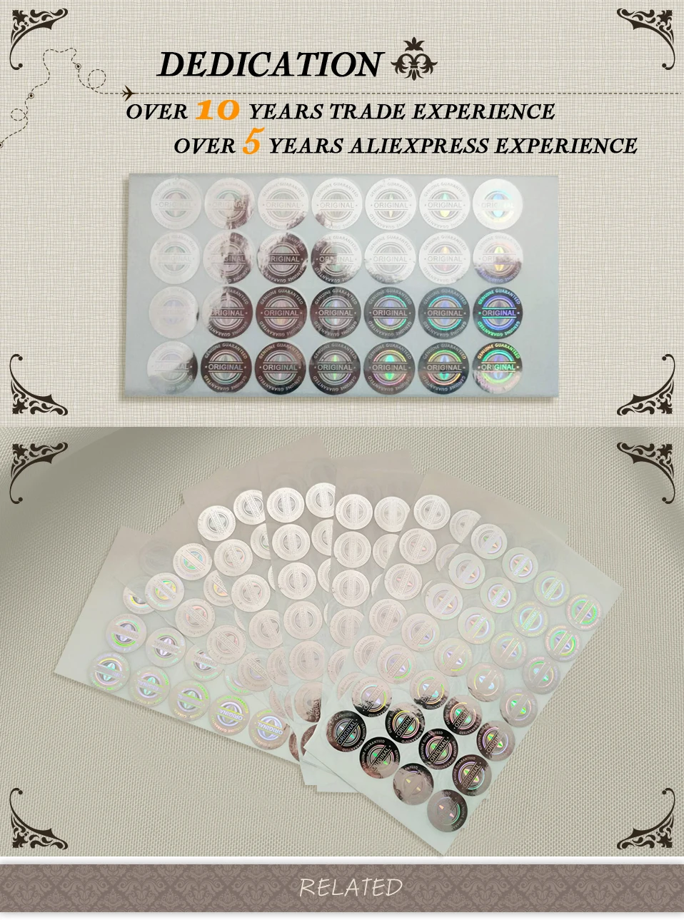 Lager hologramm aufkleber 20mm runde holographische aufkleber verlassen NICHTIG nach schälen einweg original warnen aufkleber 2000 stücke lot – Detail 1