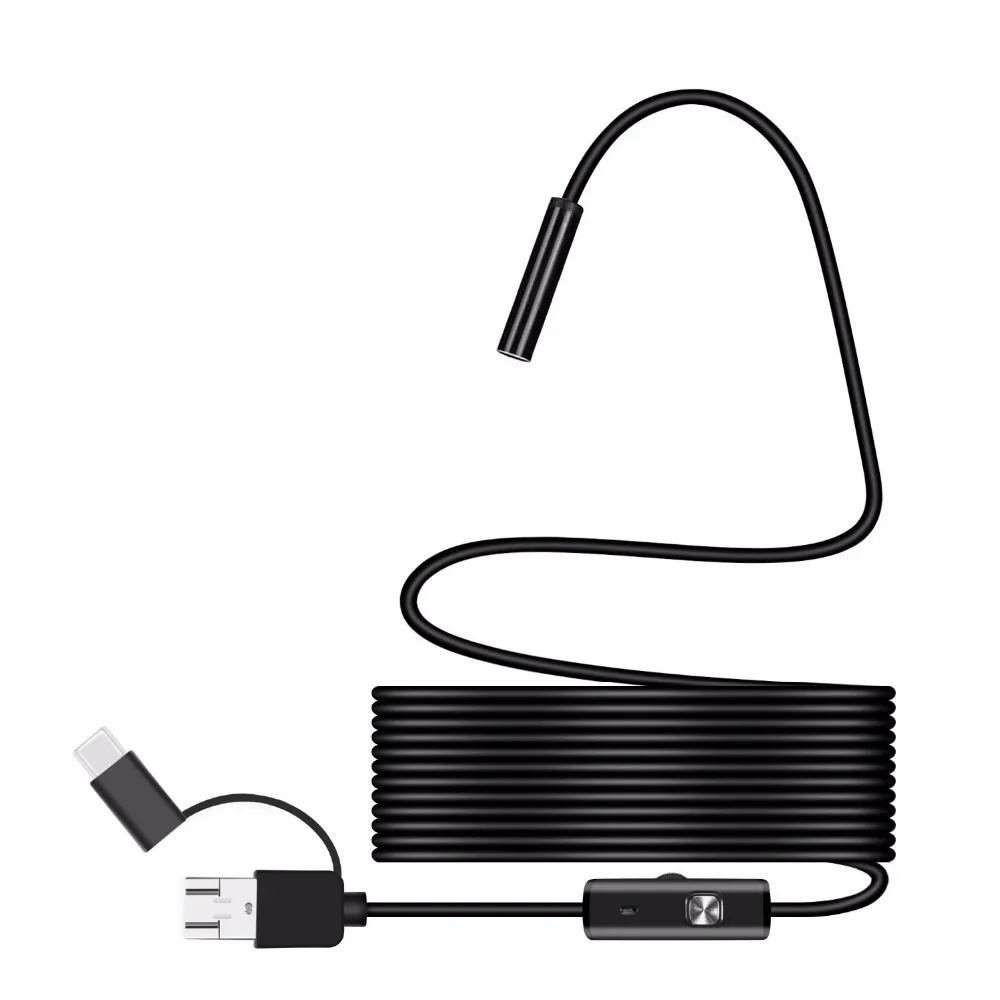 1080P USB Endoscope Camera 2M 5M 10M Flexible Hard Cable Snake Inspection Borescope Camera Android PC Notebook 8LEDs Adjustable