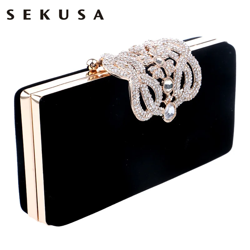 

SEKUSA Clutch evening bags Crown rhinestones evening bags purse shoulder bag for wedding Diamonds Lady Purse Mini Evening Bags