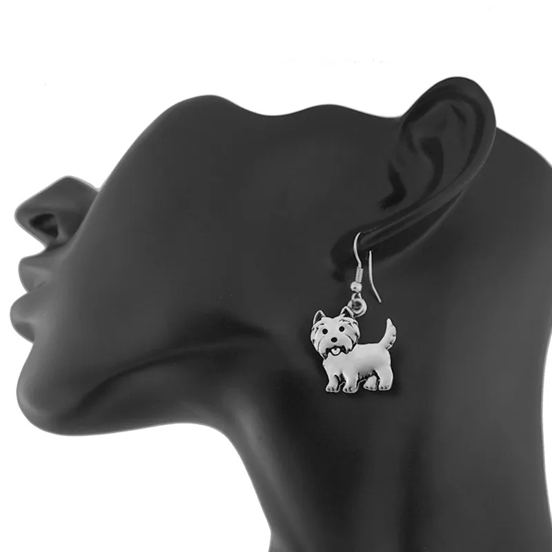 Vintage 3D Westie Dog Earring Pet Charms Big Drop Earrings For Women Brincos Boho Earings Fashion Jewelry Pendientes Mujer