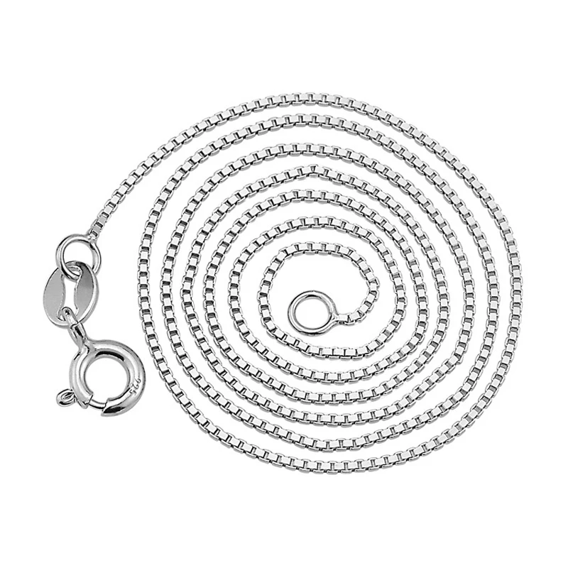 wholesale 925 Sterling Silver 1mm Box Chain Necklace Women Girls Kids Children 40cm-60cm Jewelry kolye collares collier