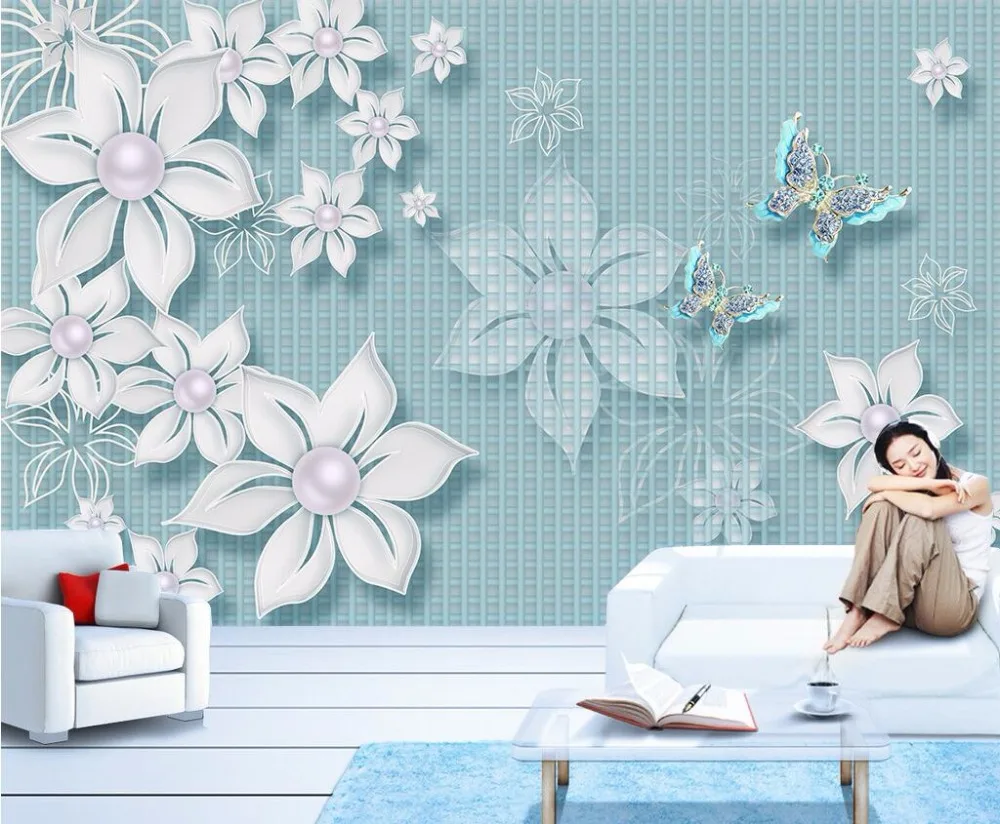 

Beibehang Custom wallpaper Modern minimalistic hand-painted flowers 3D TV background wall Living room Bedroom Mural 3d wallpaper