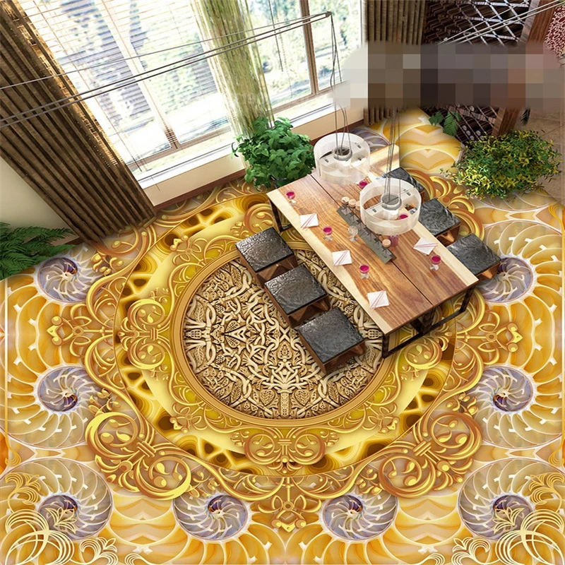 

beibehang Custom photo wallpaper floor painted gold foil European luxury three-dimensional pattern 3D floor papel de parede