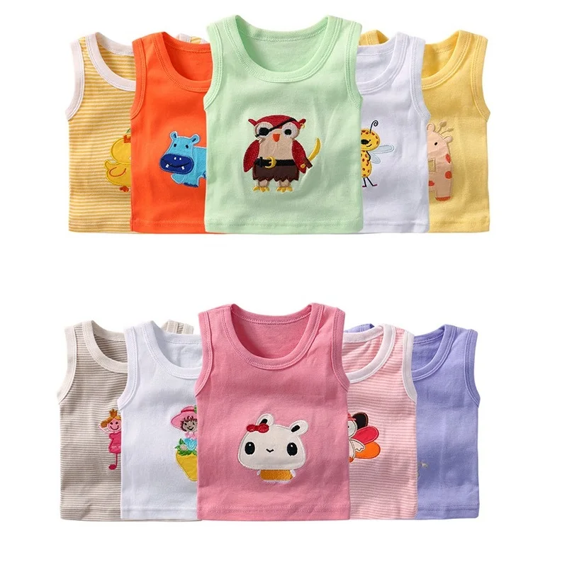 5 pz/pacco Del Bambino Ragazzo Magliette e camicette Senza Maniche Ragazze Della Maglia Serbatoi Neonato Maglietta intimo per Bambini T-Shirt In