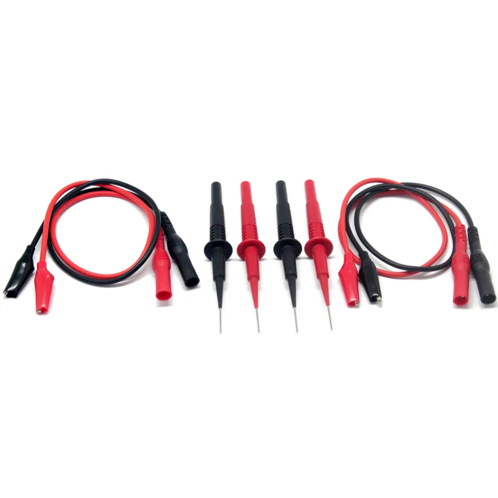 AideTek sharp hard stainless steel needle test leads for multimeter 600V 1A 4mm alligator clip 40mm length 2P1040SET