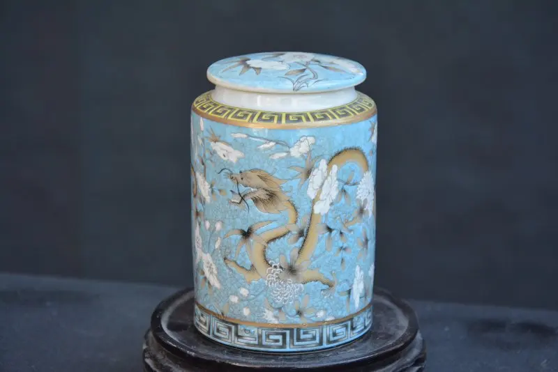 Rare QingDynasty porcelain jar,pastel glaze,Drgon,coffee jar,Hand-painted crafts,Decoration,collection &Adornment