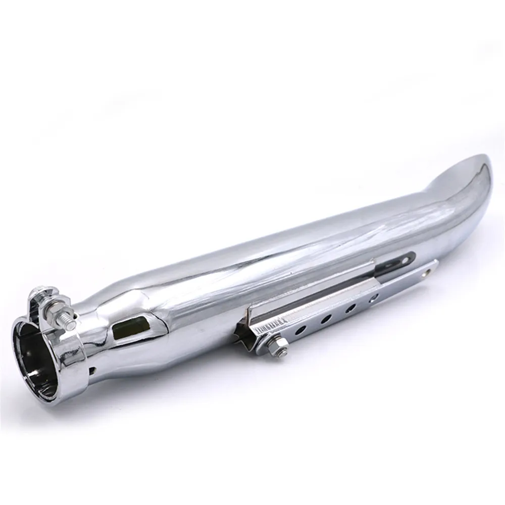 Chrome Turn Out Motorcycles Galvanized Iron Exhaust Muffler Pipe Slash Cut for Bobber Chopper Cafe Racer Scrambler