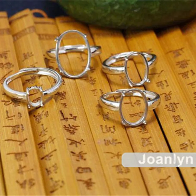 

Joanlyn Ring Blank for 6x7mm/7x9mm/9x11mm/10x12mm/12x16mm/13x18mm Oval Cabochons 925 Silver Adjustable Band Ring Base JZ006