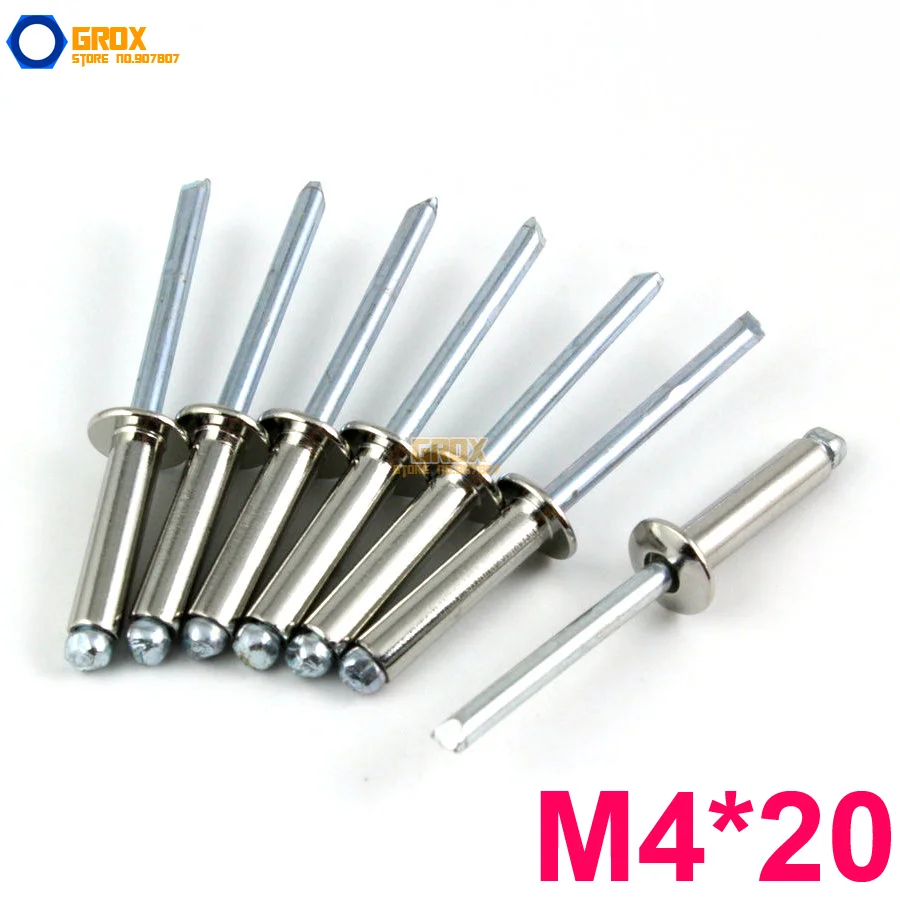 

50 Pieces M4*20 304 Stainless Steel Blind Rivet Pop Rivet Open End