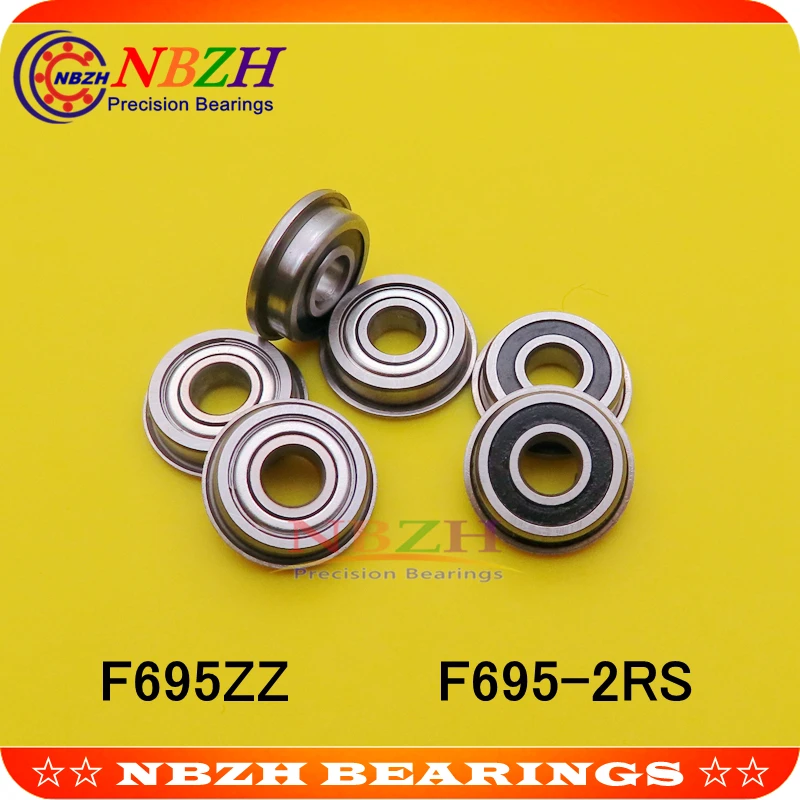 

NBZH Bearing10pcs Stainless Steel Flange Bushing ABEC-5 High Quality Ball Bearing SF695zz SF695-zz SF695 SSF695ZZ 5*13*4*15*1mm