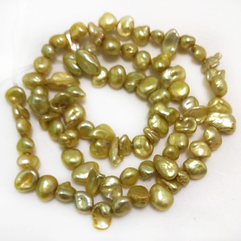 16 inches 8-9mm Champagne Side Drilled Natural Keshi Pearl Loose Strand